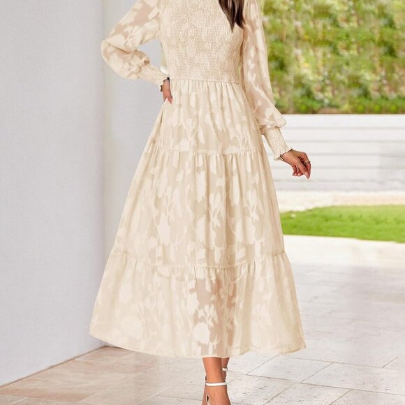 Wedding Guest Dresses for Women Fall Fashion 2025 Casual Long Sleeve Floral Maxi - Picture 2 of 7